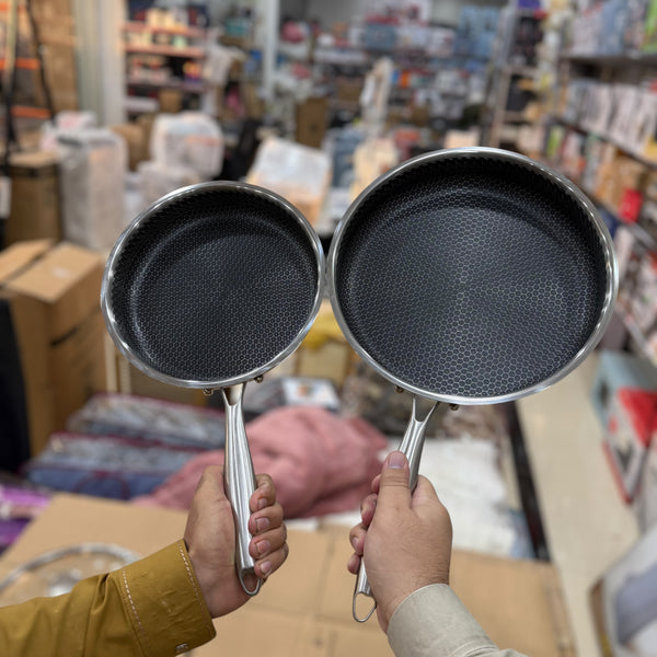 Laser Coated Honeycomb Frypan with Glass Lid