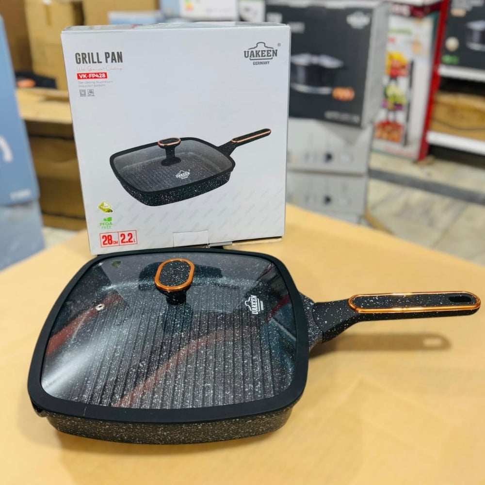 Uakeen Induction Die-Cast Granite Grill Pan 28cm VK-FP428 – Warsak