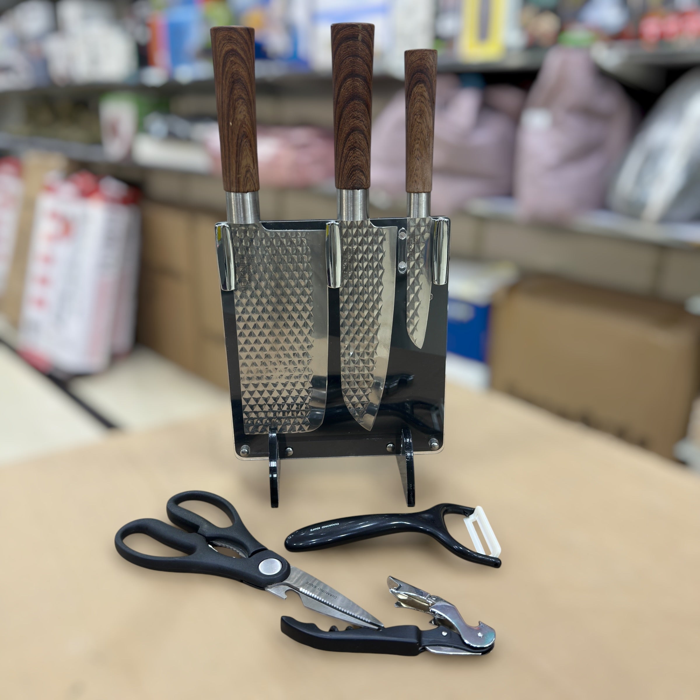 Diamond 7pcs Knife Set with Stand GH-1708A – Warsak Imported