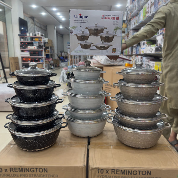 Unique 10pcs Die-Cast Aluminium Cookware Set