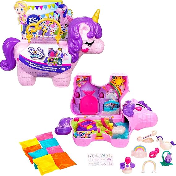 Preloved Polly Pocket 2-in-1 Unicorn Travel Playset Toy