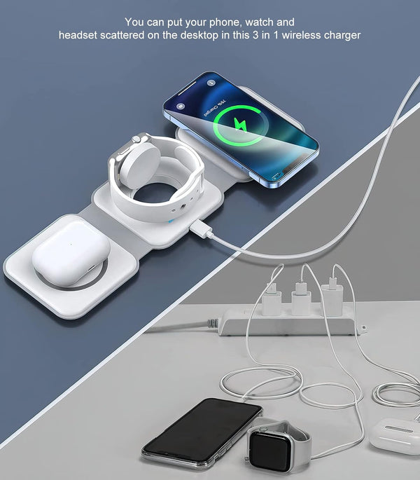 FOLDABLE 3 IN 1 MAGNETIC WIRELESS CHARGER