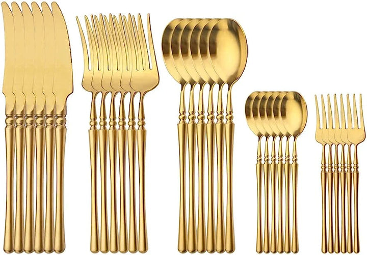 24 pcs golden cutlery set