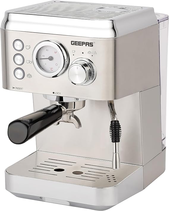 Geepas Espresso and Cappuccino Coffee Machine-1523SS