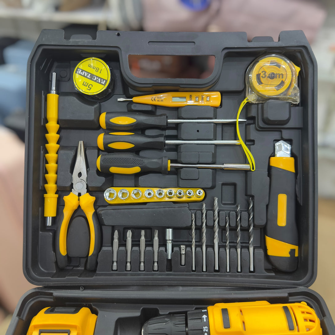 34Pcs Rechargeable Drill Machine with Tool Kit – Warsak Imported Collection