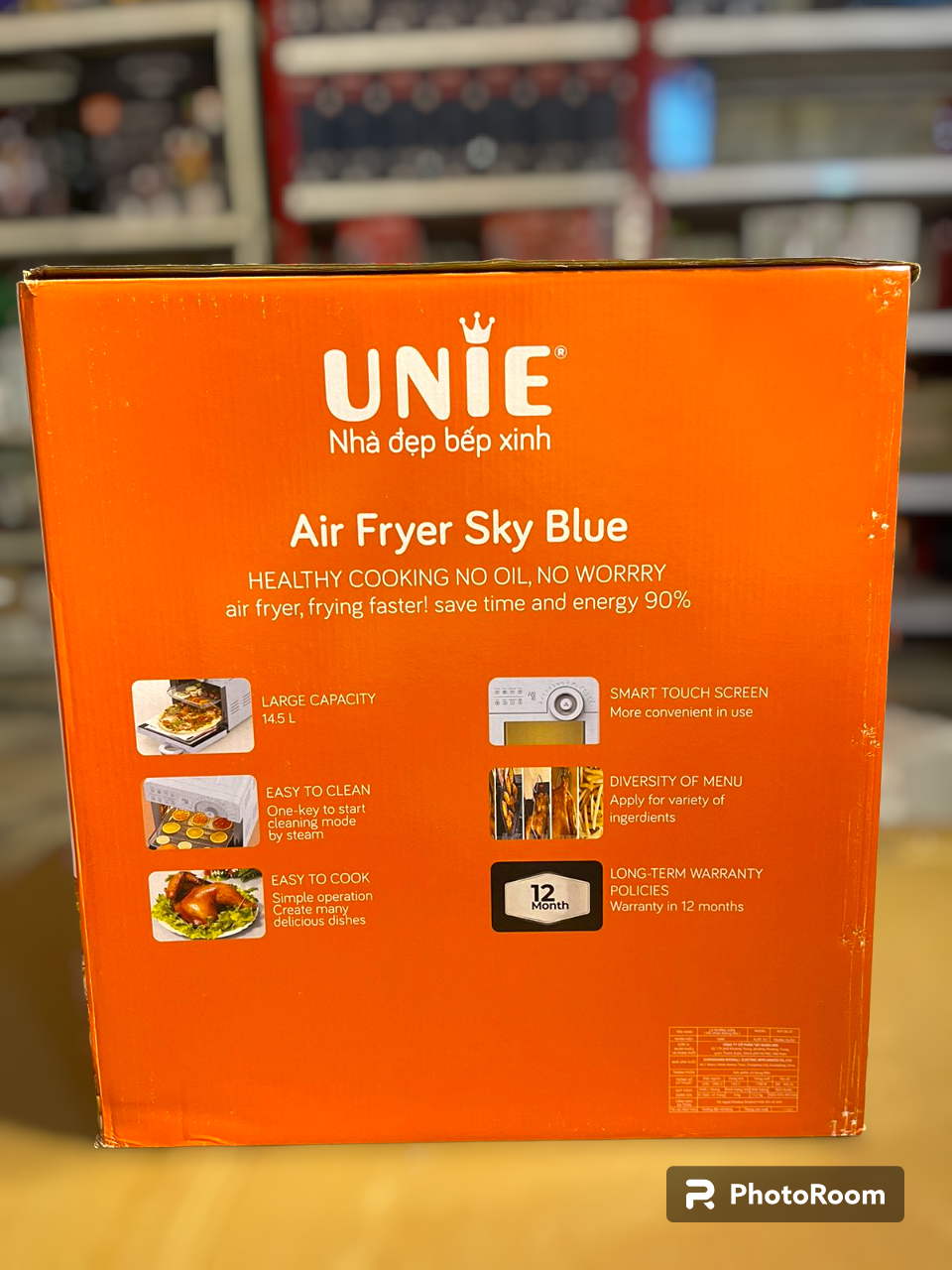 unie digital air fryer sky blue