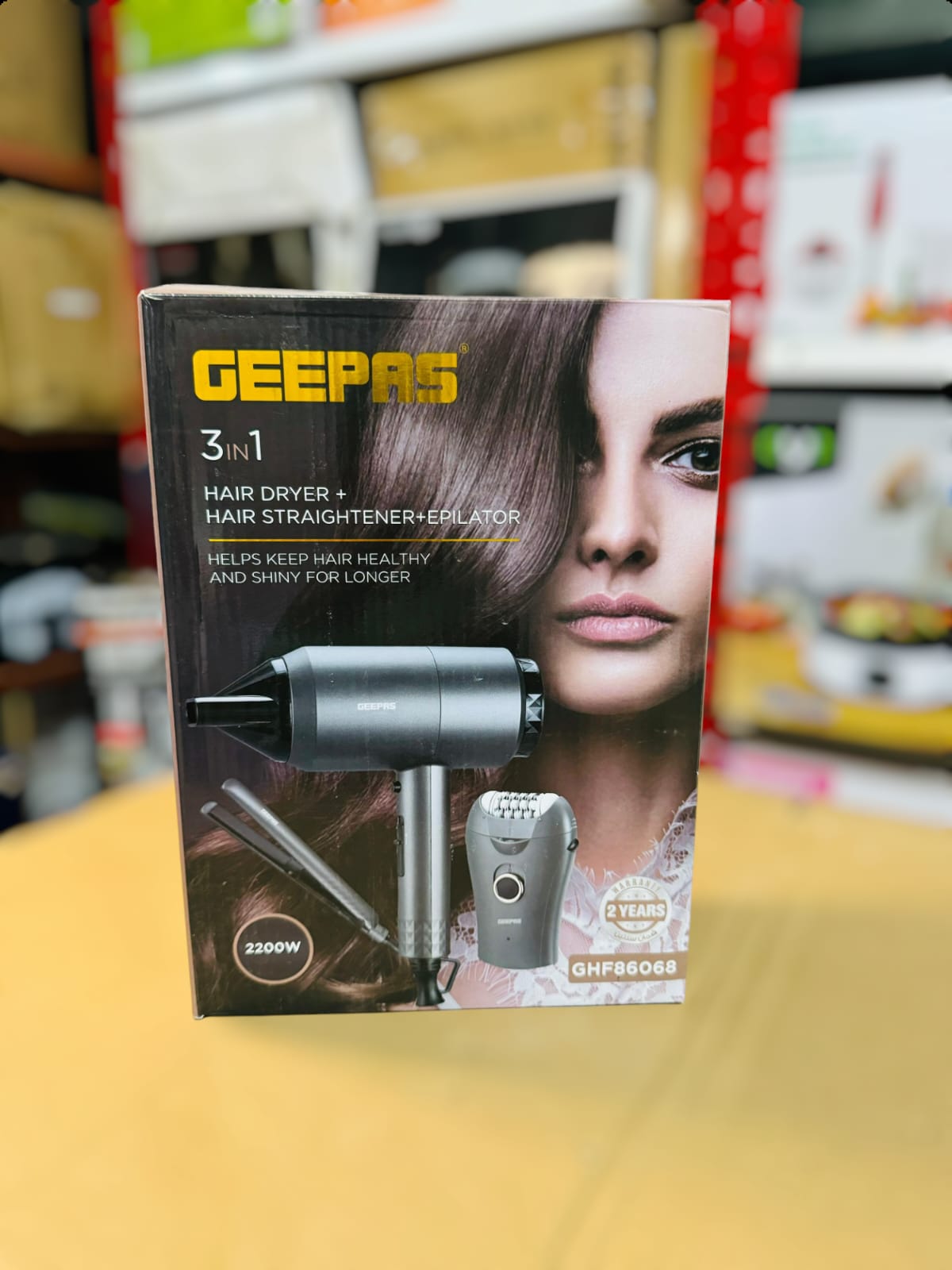 GEEPAS 3 in 1 Hair Dryer Straightener Epilator GHF86068 Warsak Imported Collection