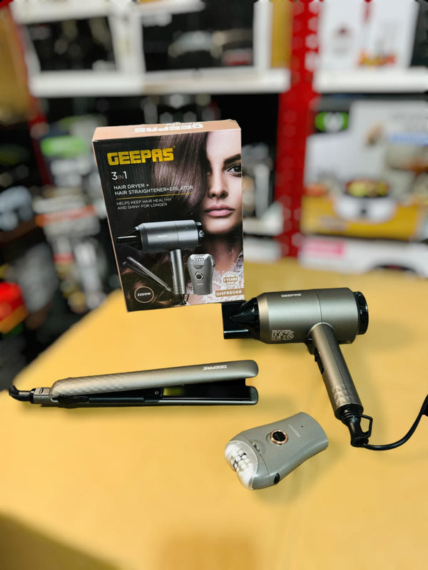 GEEPAS 3 in 1 Hair Dryer, Straightener & Epilator GHF86068