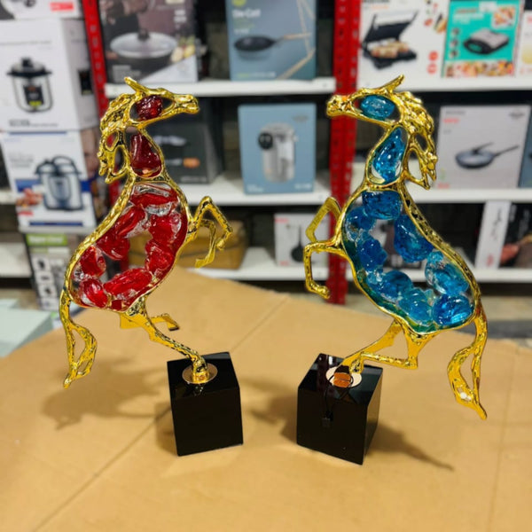 Golden Metal Horse Showpiece for Home Decor