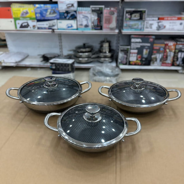 Honeycomb Laser Coated Oval Shape 6pcs Cookware Set
