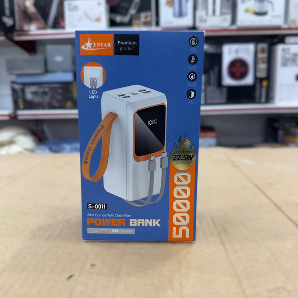 3Star 22.5W Self Contained Wire 50000mAh Power Bank S-0011
