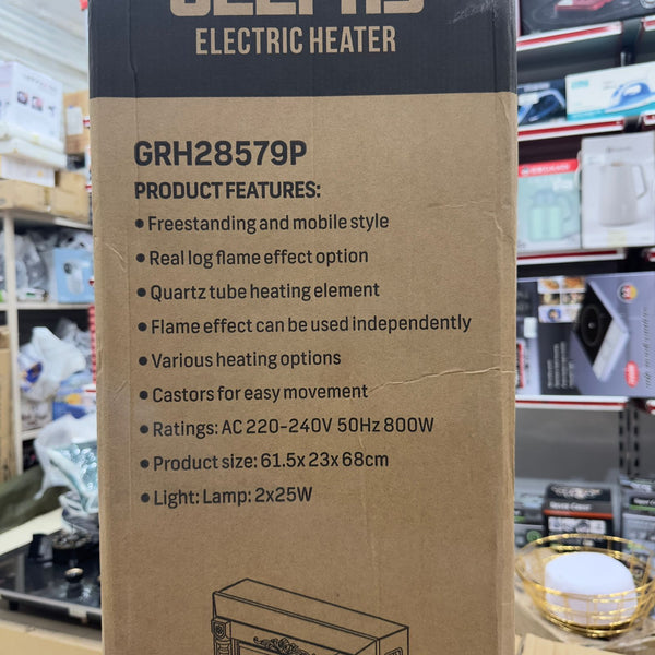 Geepas Quartz Tube Log Flame Effect Electric Heater 28579
