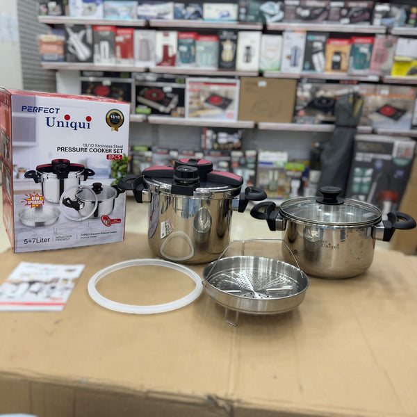 Uniqui 8pcs 5+7L Steel Pressure Cooker Set