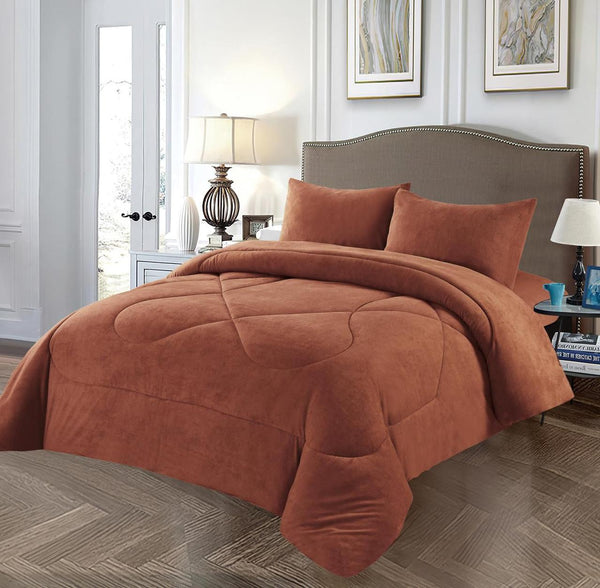 Velvet Quilt Double Bed 4pcs Set