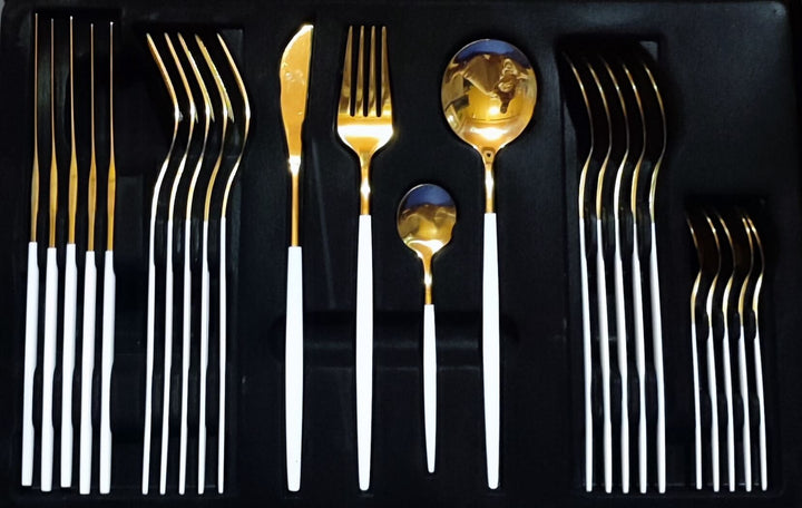 white cutlery set
